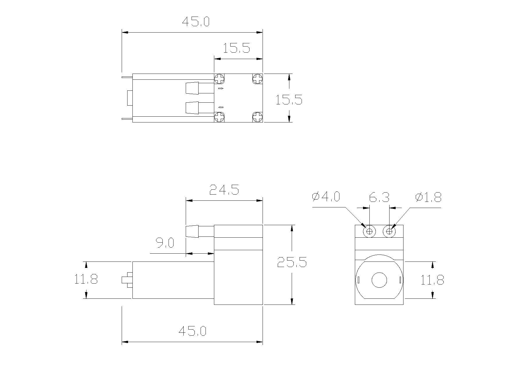 OD-01 long-motor outline drawing preview