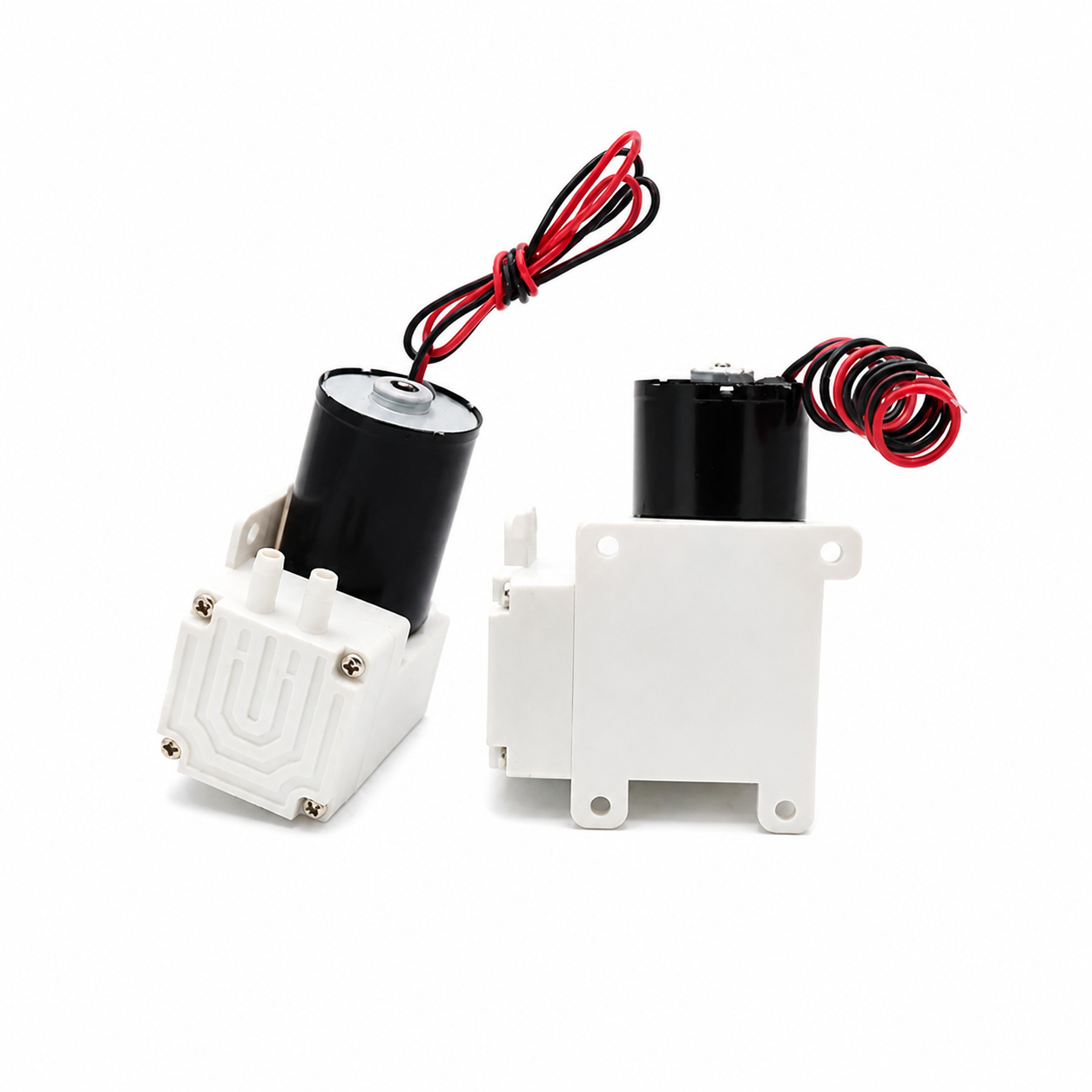 OD-04AB / OD-04VB miniature diaphragm pump housing set on a white background