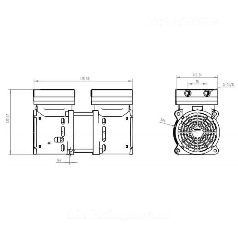 compact diaphragm vacuum pump dimension drawing 220V installation size OD-05T1043AC