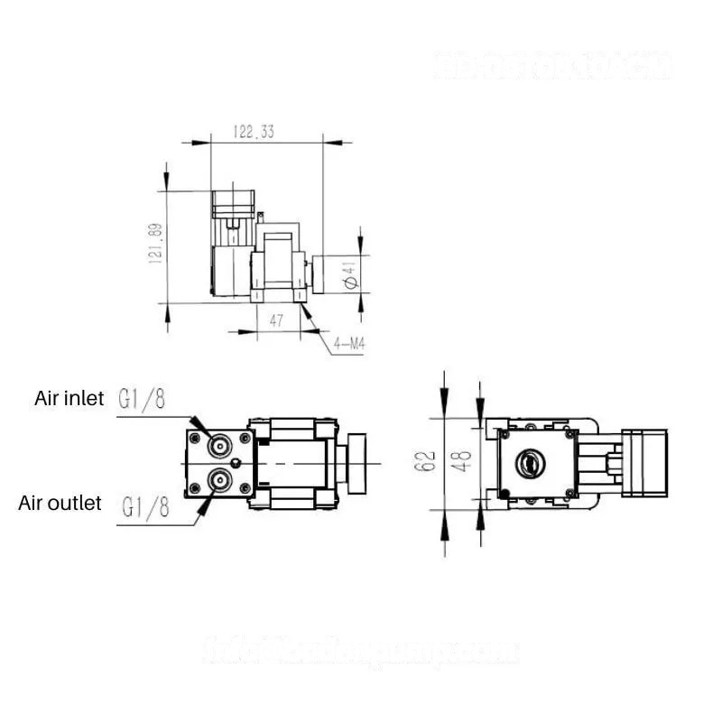 OD-05T0610ACM 220V sample pump high temperature gas diaphragm pump dimensions