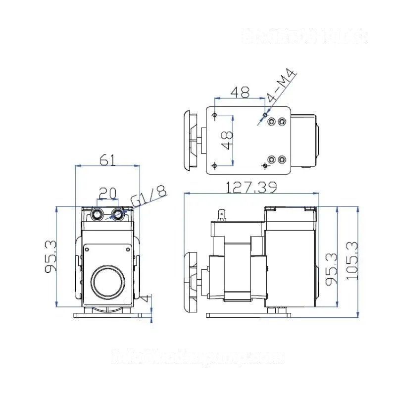 OD-05T0910LAC AC Pump dimensions diagram with measurements in mm