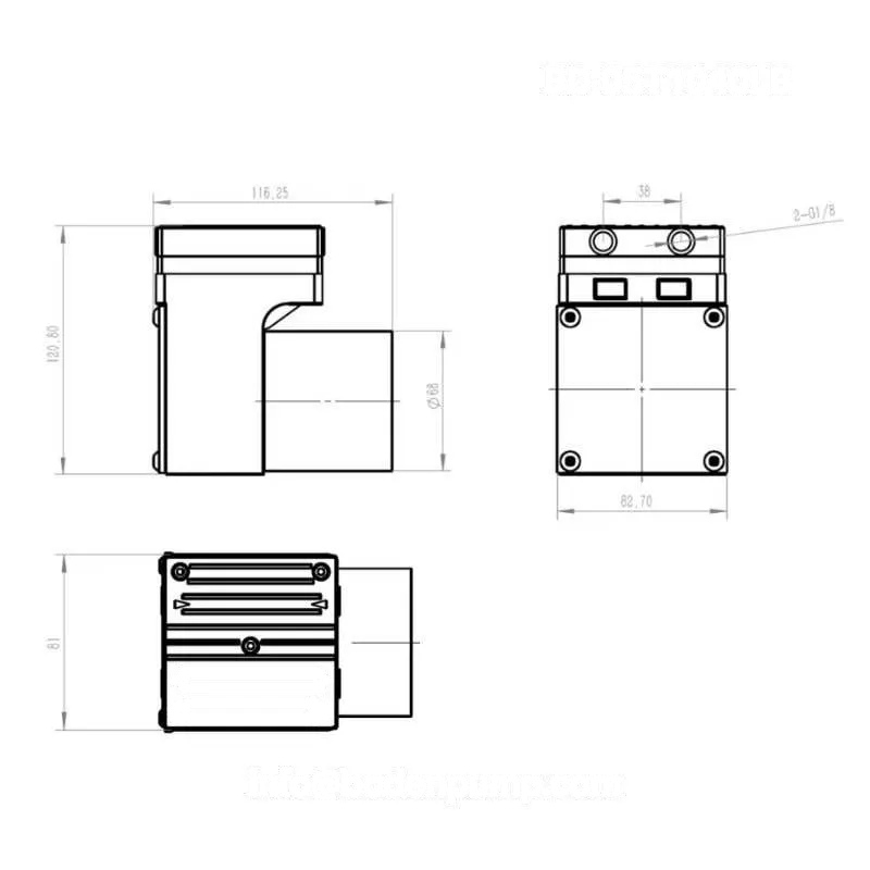 brushless diaphragm pump dimensions drawing 116×81×121 mm OD-05T1040LB
