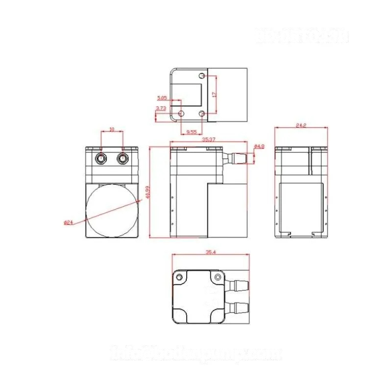 OD-05T033B Mini Pump Technical Drawing with Dimensions