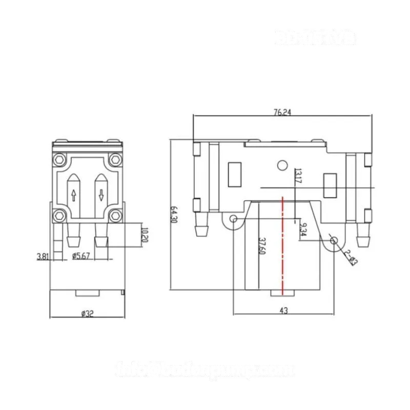 OD-05TVB pump dimensions diagram