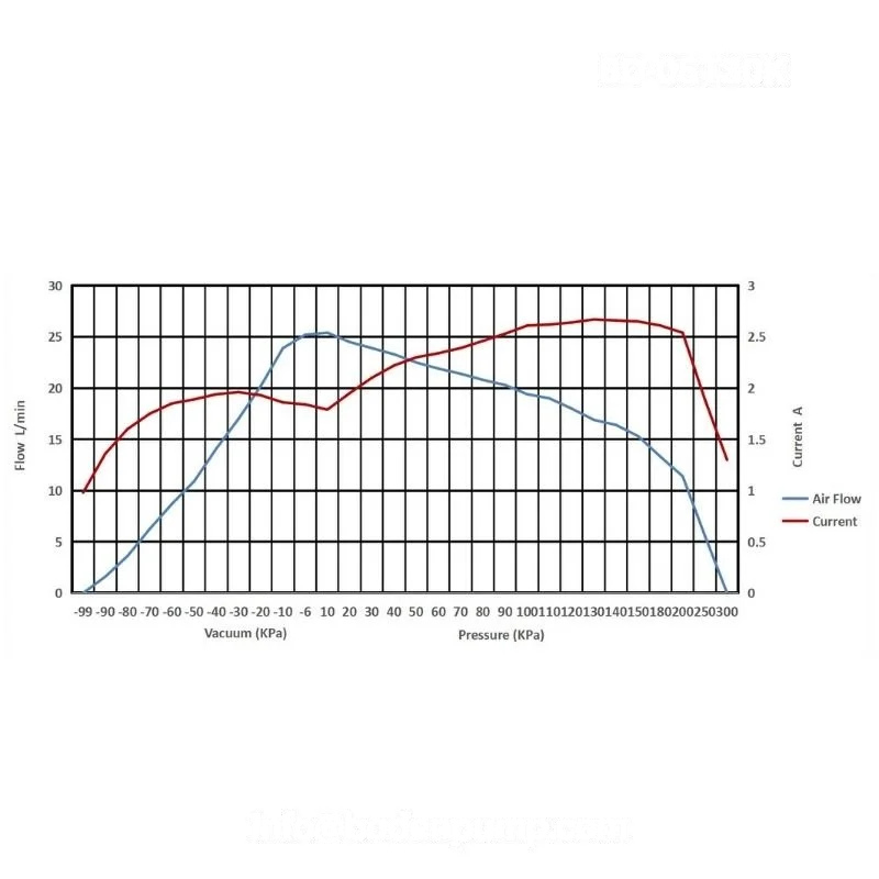 Flow and vacuum performance curve of low noise vacuum pump - OD-05T30K