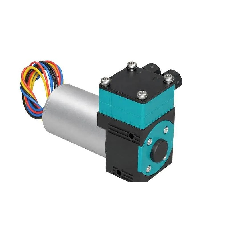 OD-05TF300WBD micro liquid pump angled view brushless diaphragm pump showing ports and structure details