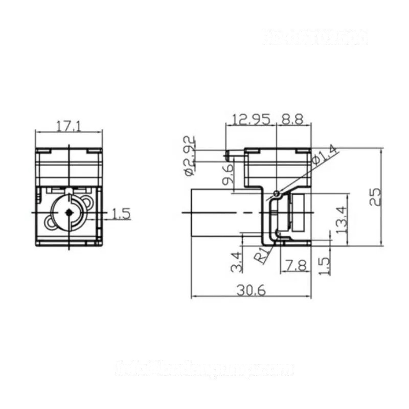 OD-05T02500 mini diaphragm pump technical dimensions diagram
