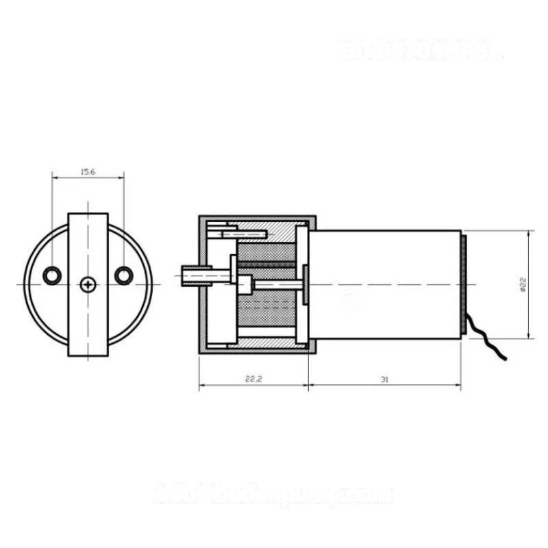Dimensional drawing of OD-05T01HR6L rotary vane vacuum pump