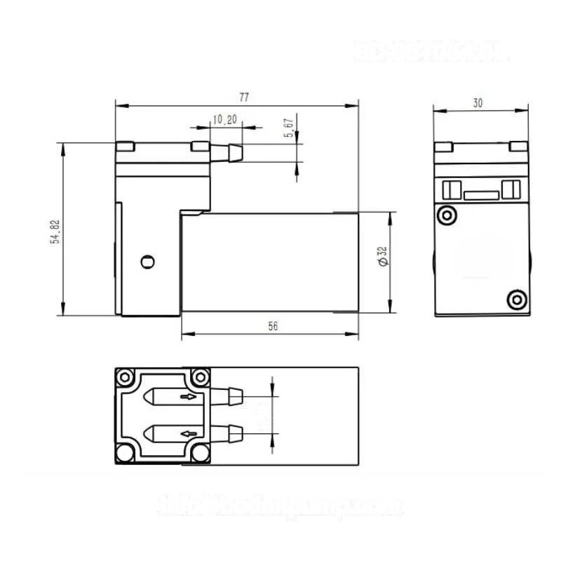 OD-05T054.6L diaphragm pump technical dimensions