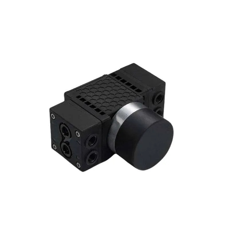 OD-05T0614L compact diaphragm pump side view showing PPS pump head and aluminium body for durability.