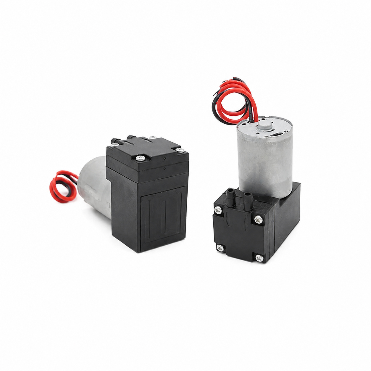 OD-02AB and OD-02VB brushless diaphragm pumps on a white background