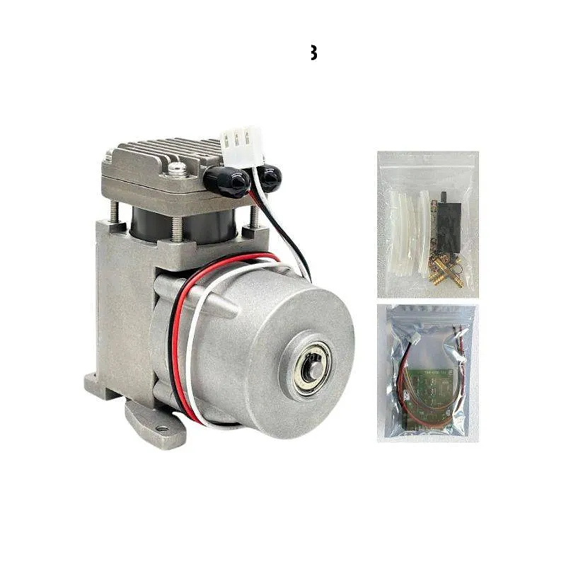 OD-08AB-S OD-08VB-S swing piston micro air compressor with driver board, muffler, tubing, clamps, and vibration-damping rubber cushions