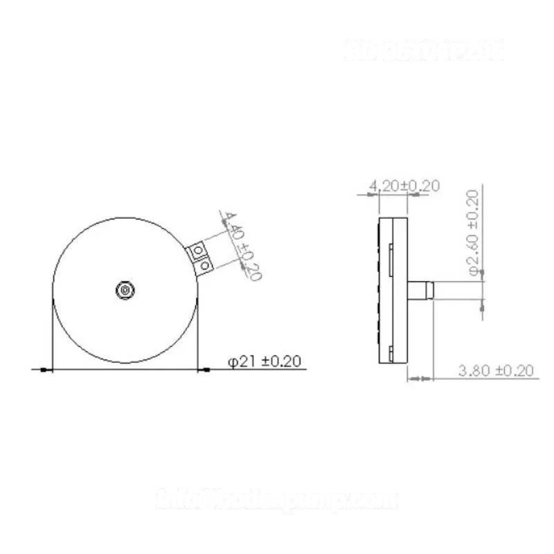 Micro piezo pump engineering drawing with detailed dimensions OD-05T01PZ05