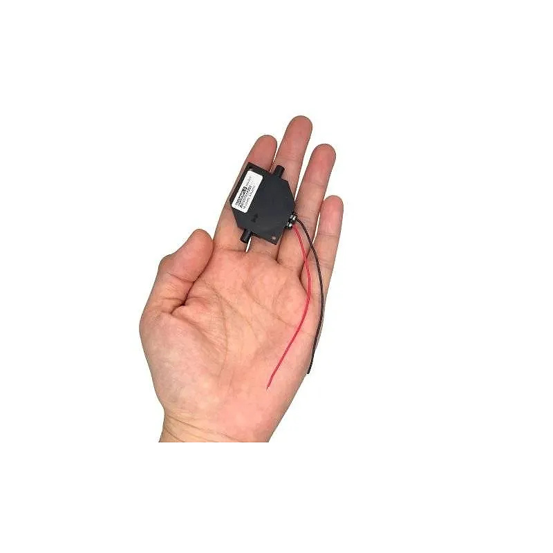 Mini piezo pump handheld showing ports and compact size OD-05T01PZ20