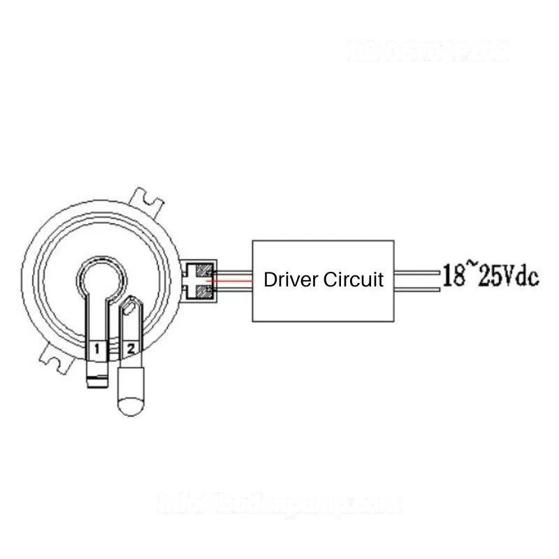 OD-05T01PZ09 piezoelectric disc pump driver circuit connection diagram with 18 to 25V DC input