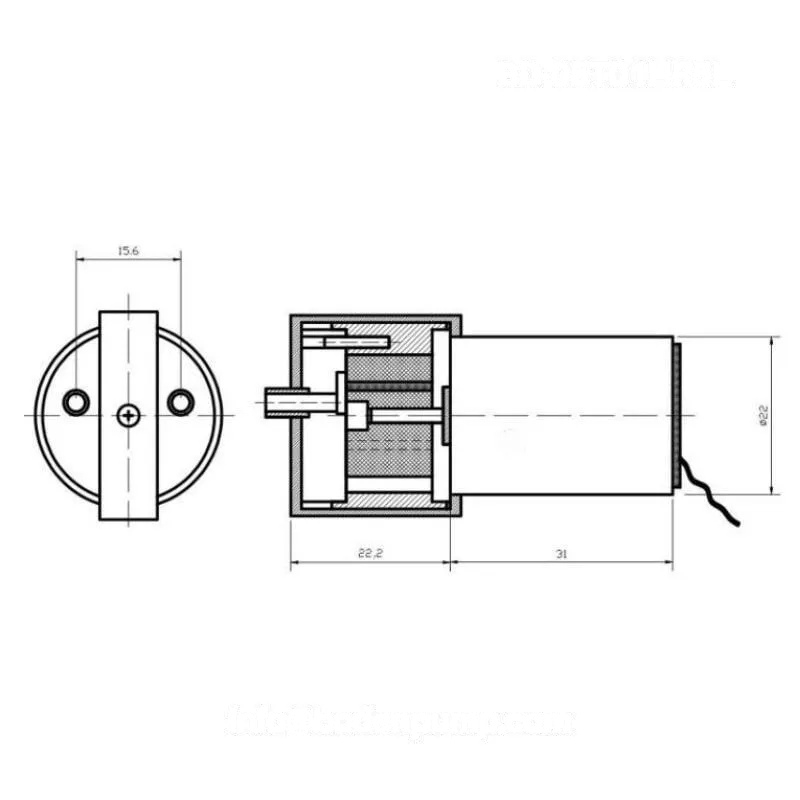 Dimensions of OD-05T01HR5L 12V rotary vane vacuum pump