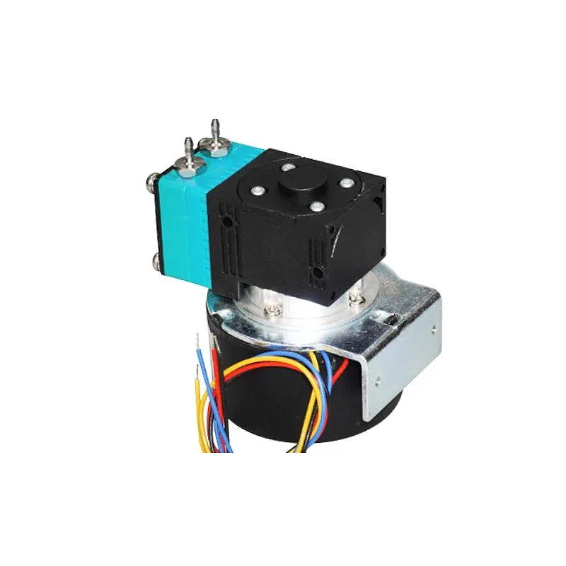 OD-05TF110WBZ micro liquid pump angle view, highlighting brushless motor and diaphragm structure