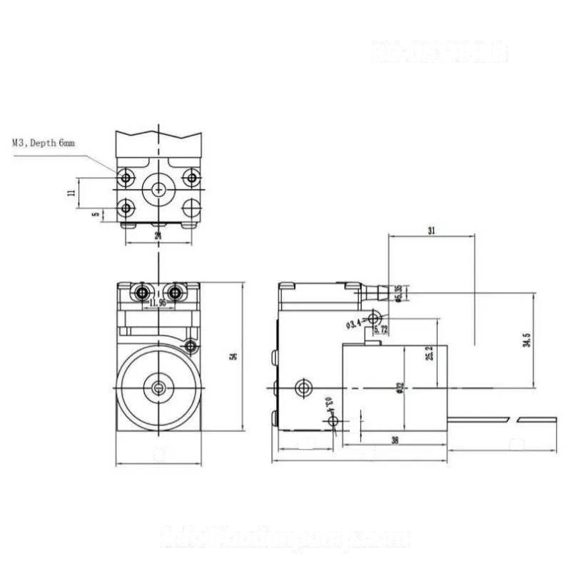 Swing Piston Gas Pump dimensions 80×31×54mm OD-05TR5LB