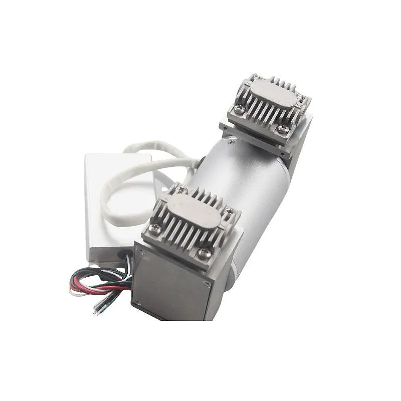 OD-05TR30LB double-head air compressor with aluminum pump heads, tubing, and compact motor structure